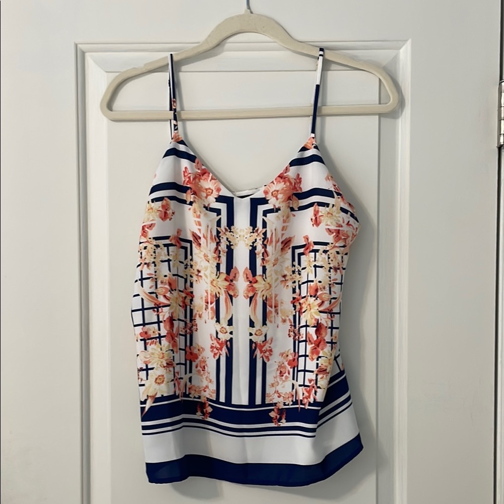 fab'rik Graphic Blue and Pink Camisole Top